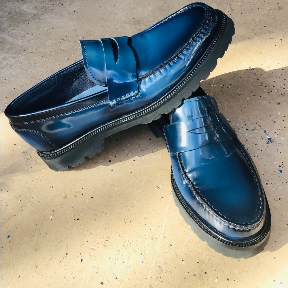 COLE HAAN Blue American Classic Penny Loafer Slip-Ons - Picture 4 of 13